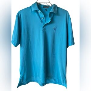 Peter Millar size medium men’s golf shirt polo/blue/logo/collar